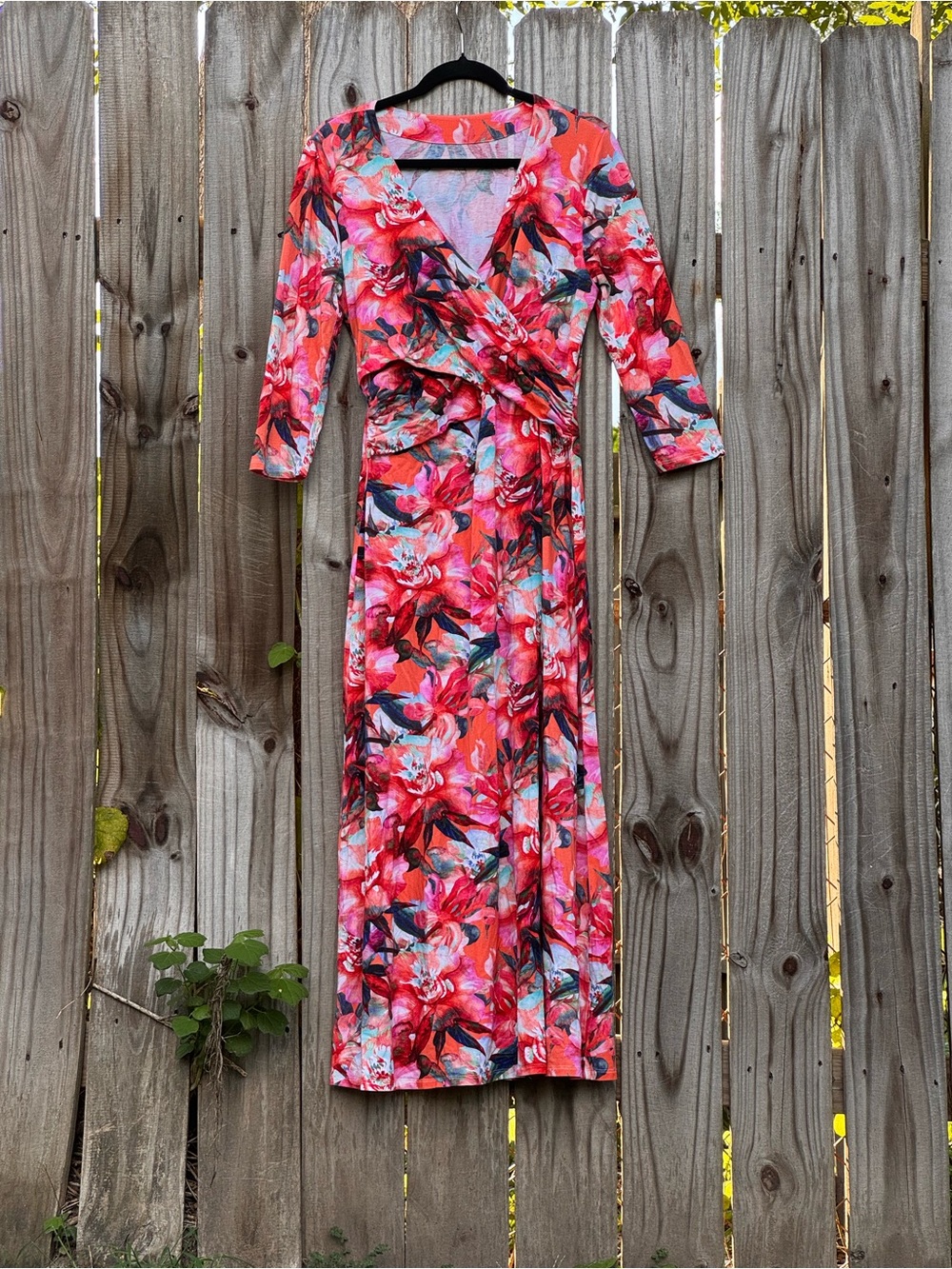 Soft Surroundings Le Jardin floral faux wrap maxi dress M